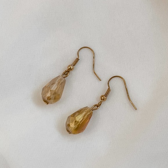 VTG Champagne Iridescent Drop Earrings - Picture 6 of 6